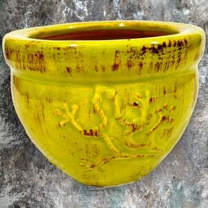 Gecko Bowl Pot Made in Vietnam 5.5 x 5.5 x 4.5 Yellow/Green Brown